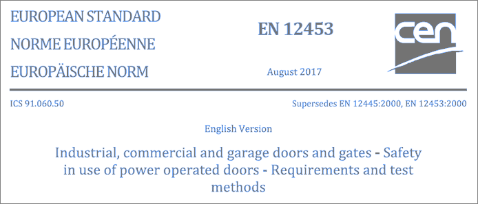 Directives and Standards relating to electric doors and gates